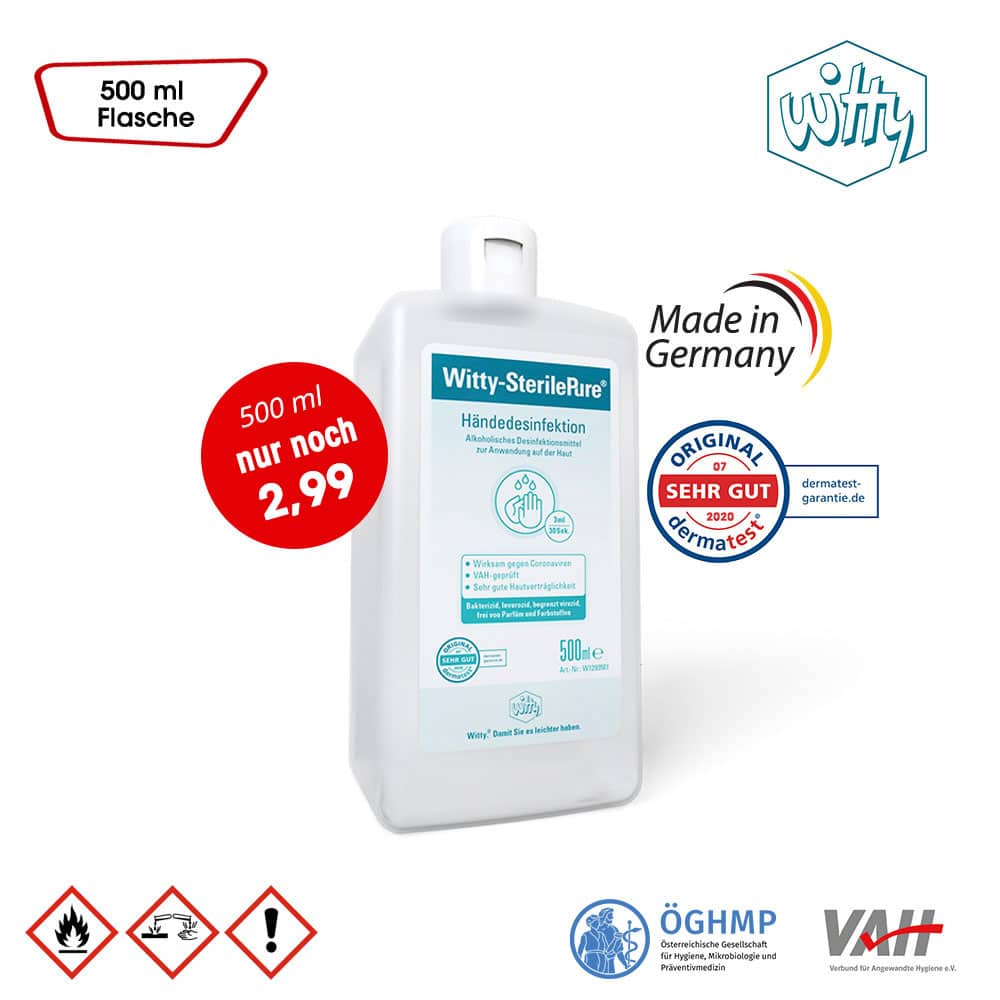 Witty-Sterile Pure® - Alkoholische Hände-desinfektion <br />500ml