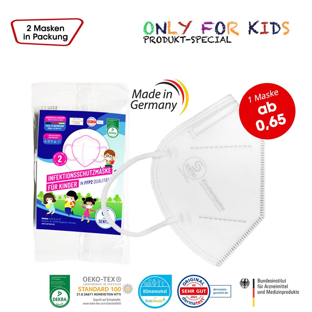 Kindermaske FFP2-Qualität | BfArM-zugelassene Infektionsschutzmaske - Made in Germany