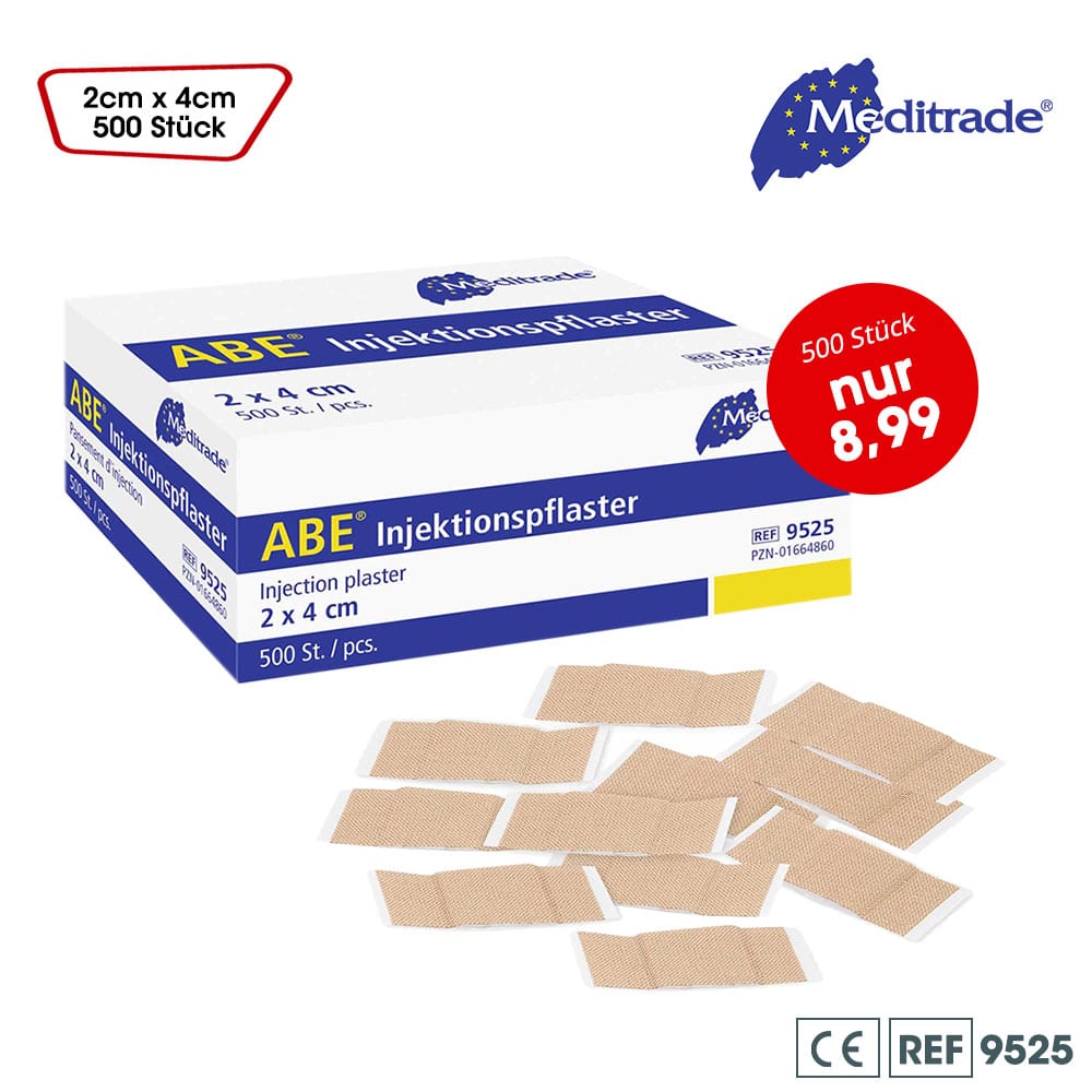 ABE® Injektionspflaster, 2 x 4 cm (Flexibel und robust durch textile Gewebestruktur)