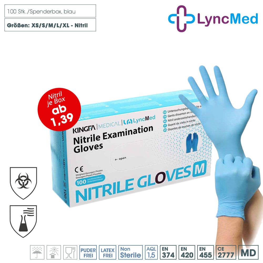 LM Kingfa Medical Nitril Handschuhe puderfrei, PSA-Kat 3