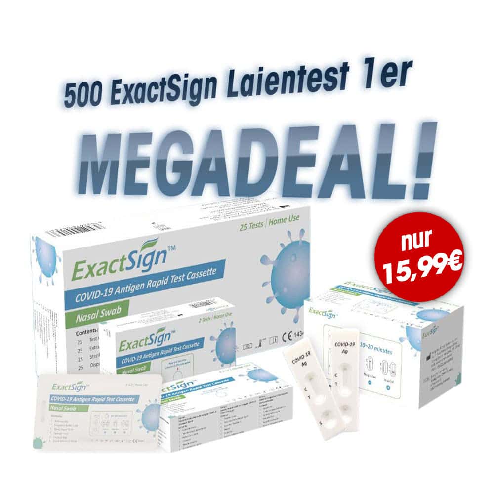 Megadeal ExactSign Antigen Schnelltest – Vorgefüllte-Pufferlösung (Laientest) - 500 Stück