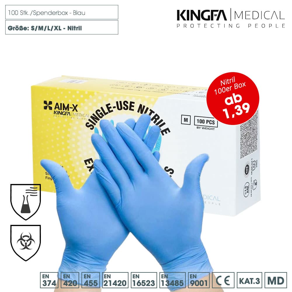 AIM-X / Kingfa Medical  Medizinische Nitril Handschuhe - puderfrei