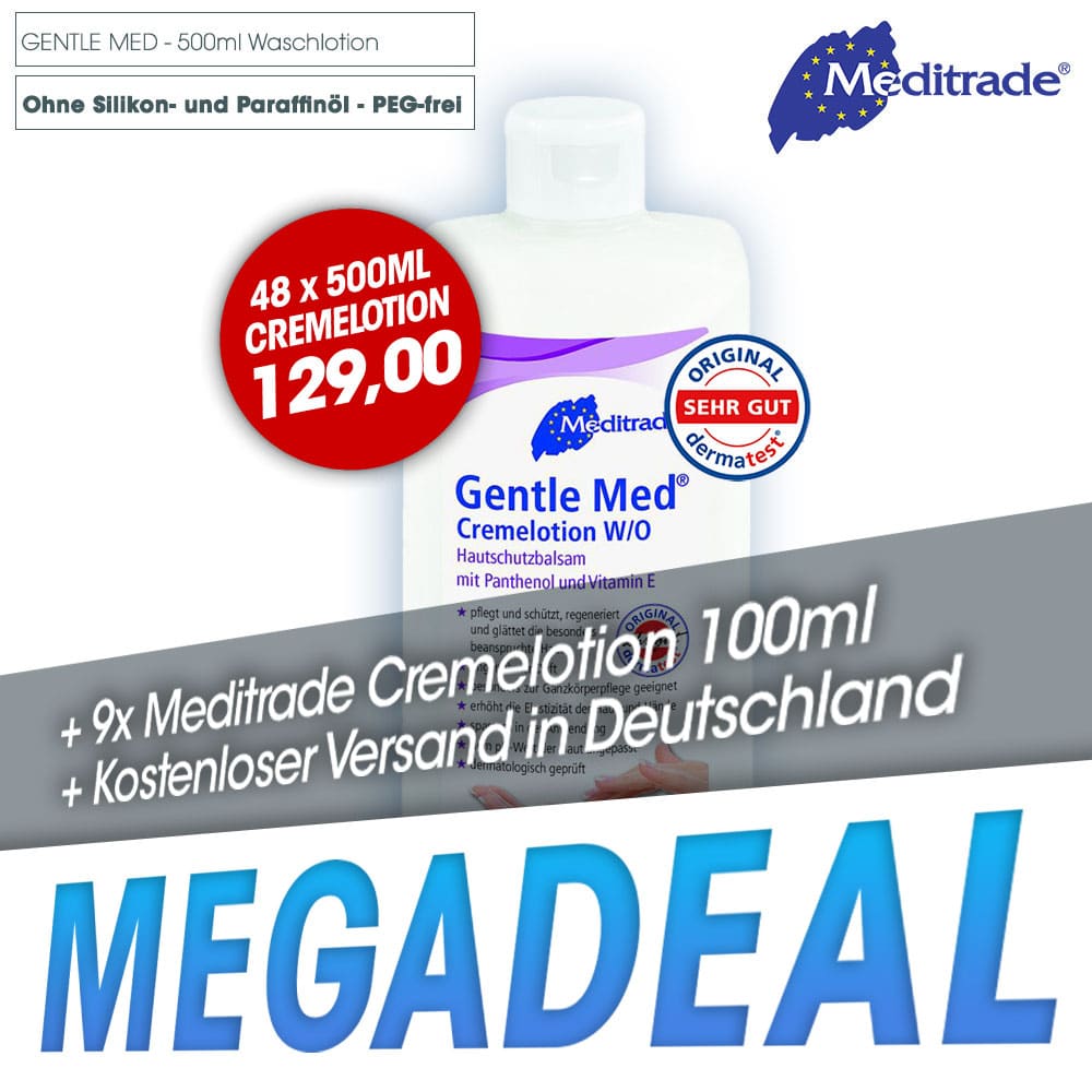 Kombideal Meditrade - Gentle Med Cremelotion W/O (500ml) + Gentle Med Cremelotion O/W (100ml) + Kostenloser Versand