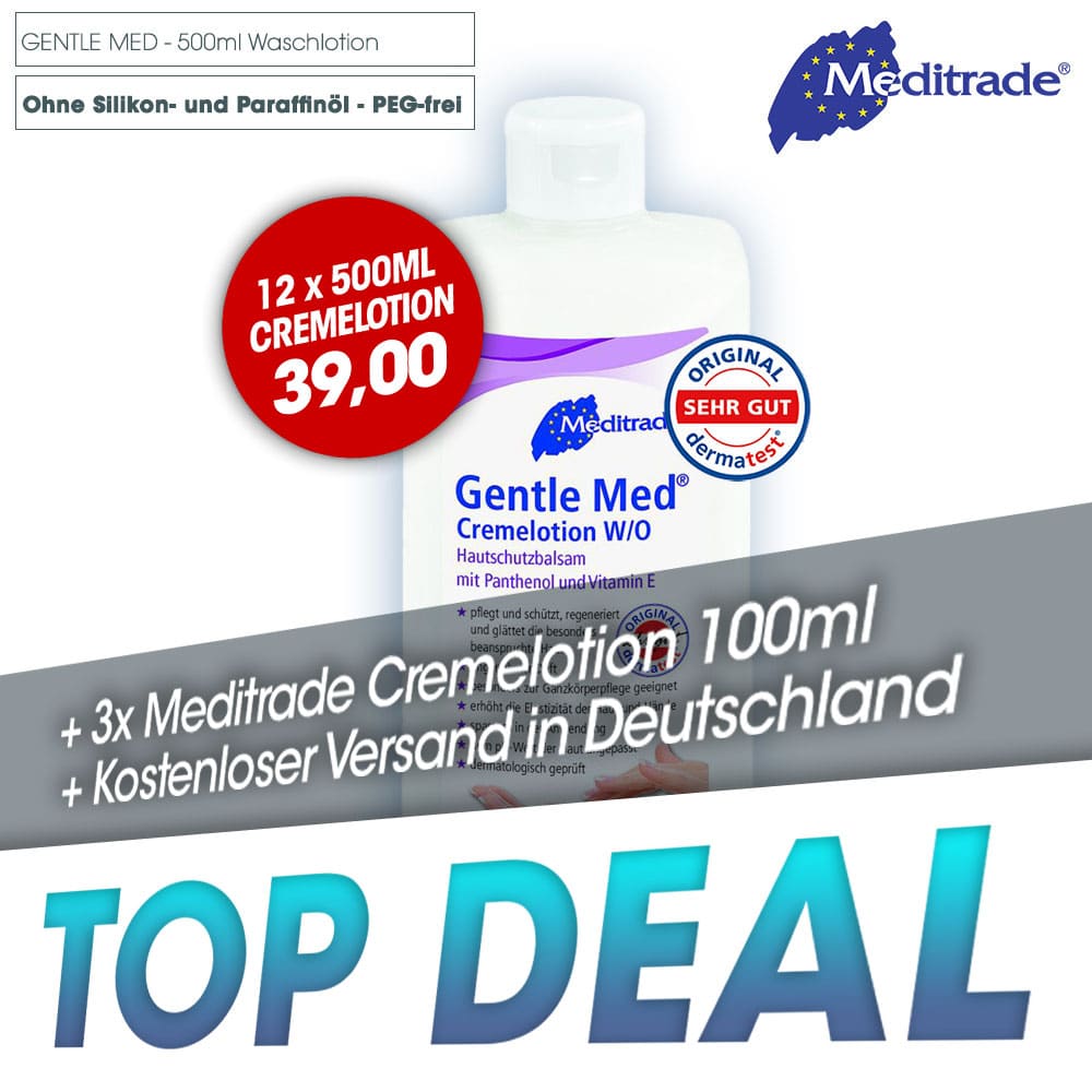 Kombideal Meditrade - Gentle Med Cremelotion W/O (500ml) + Gentle Med Cremelotion O/W (100ml) + Kostenloser Versand