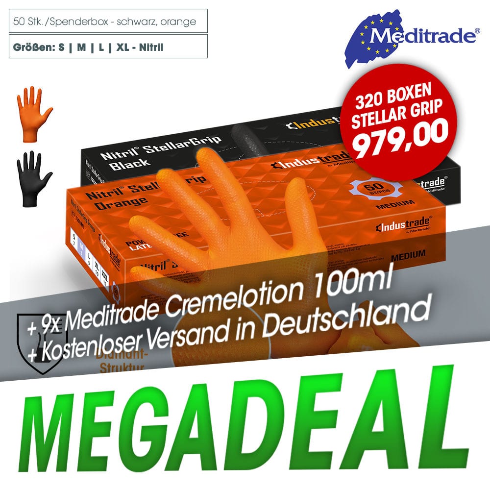 Kombideal Meditrade - Stellar-Grip Nitrilhandschuhe + Meditrade Cremelotion W/O + Kostenloser Versand