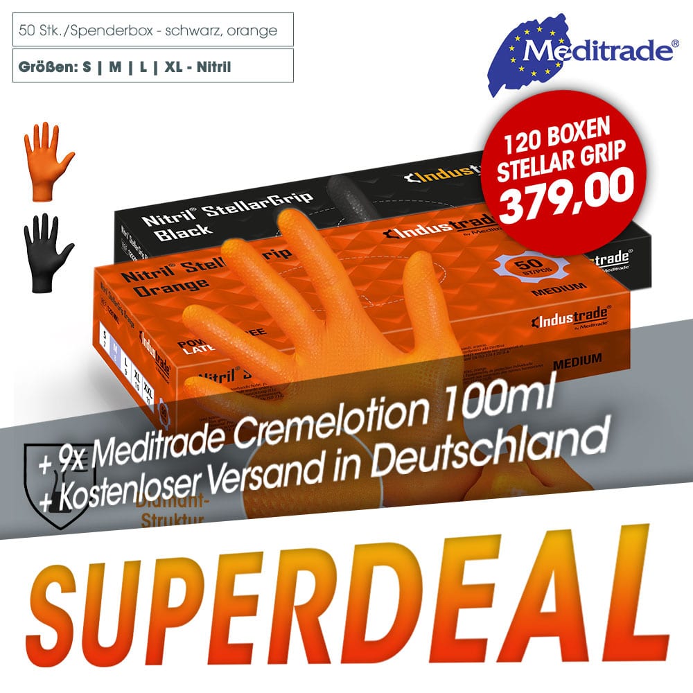 Kombideal Meditrade - Stellar-Grip Nitrilhandschuhe + Meditrade Cremelotion O/W + Kostenloser Versand