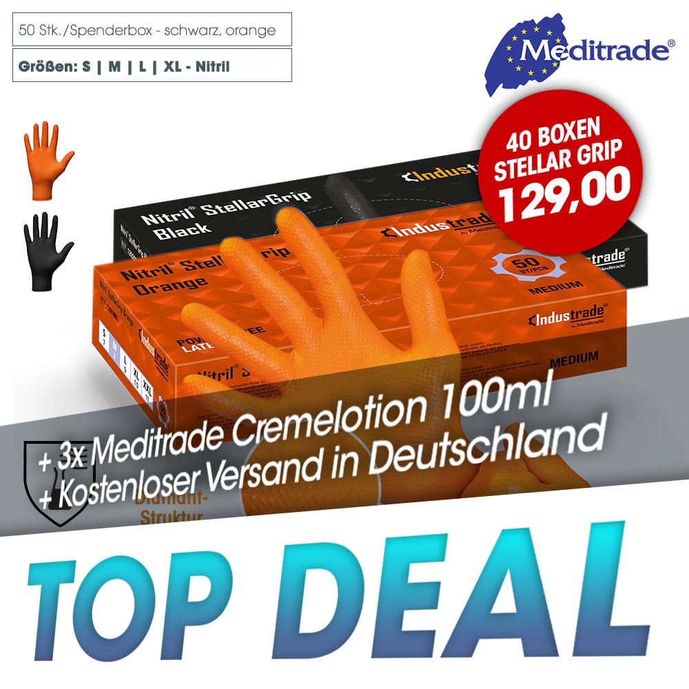 Kombideal Meditrade - Stellar-Grip Nitrilhandschuhe + Meditrade Cremelotion O/W + Kostenloser Versand