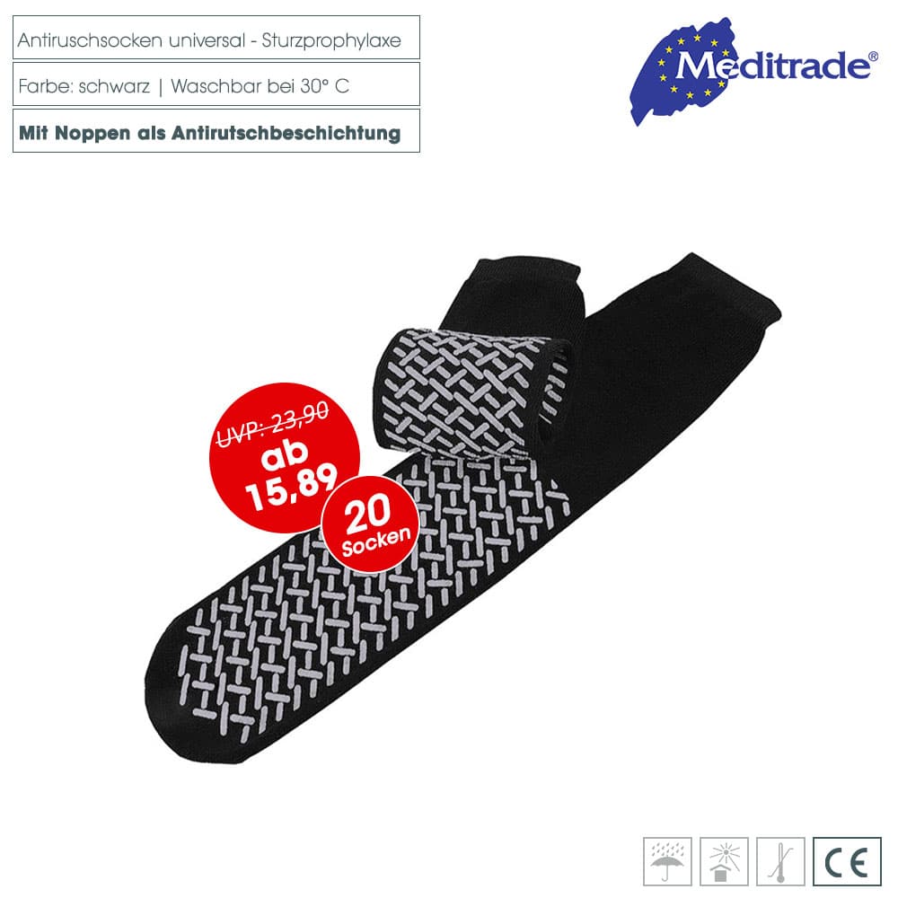 Meditrade Anti-Rutschsocken - schwarz, für angenehm warme und trockene Füße