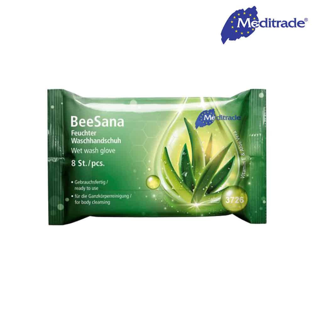 Beesana Feuchte Aloe Vera Waschhandschuhe Die Tücher sind mit Aloe Vera angereichert, die für ihre feuchtigkeitsspendende Wirkung bekannt ist.