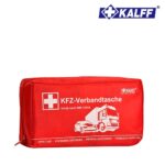 KFZ-Verbandtasche "standard" rot mit 4-Kammer-Innentasche Die Tasche enthält verschiedene medizinische Hilfsmittel für die Erstversorgung im Straßenverkehr.