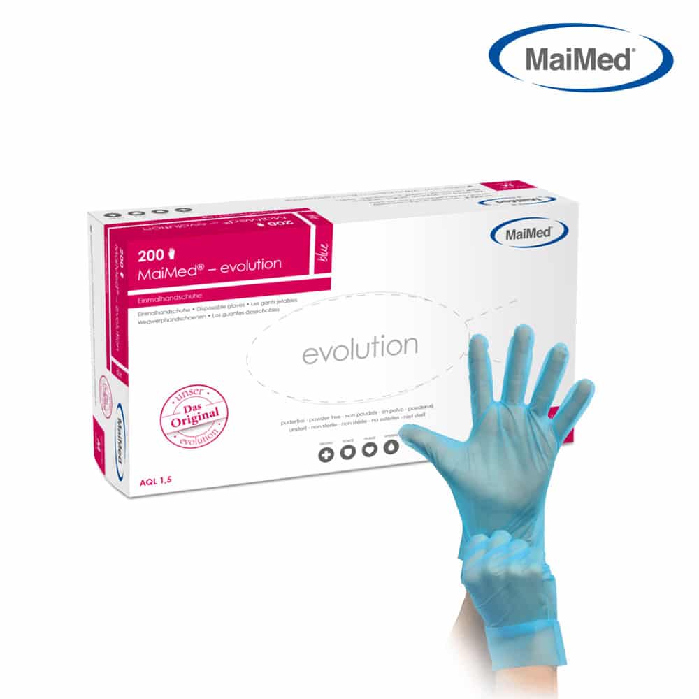 MaiMed-evolution Latexfreie Einmalhandschuhe Polyethylen (LLDPE) 200-er Box - Blau